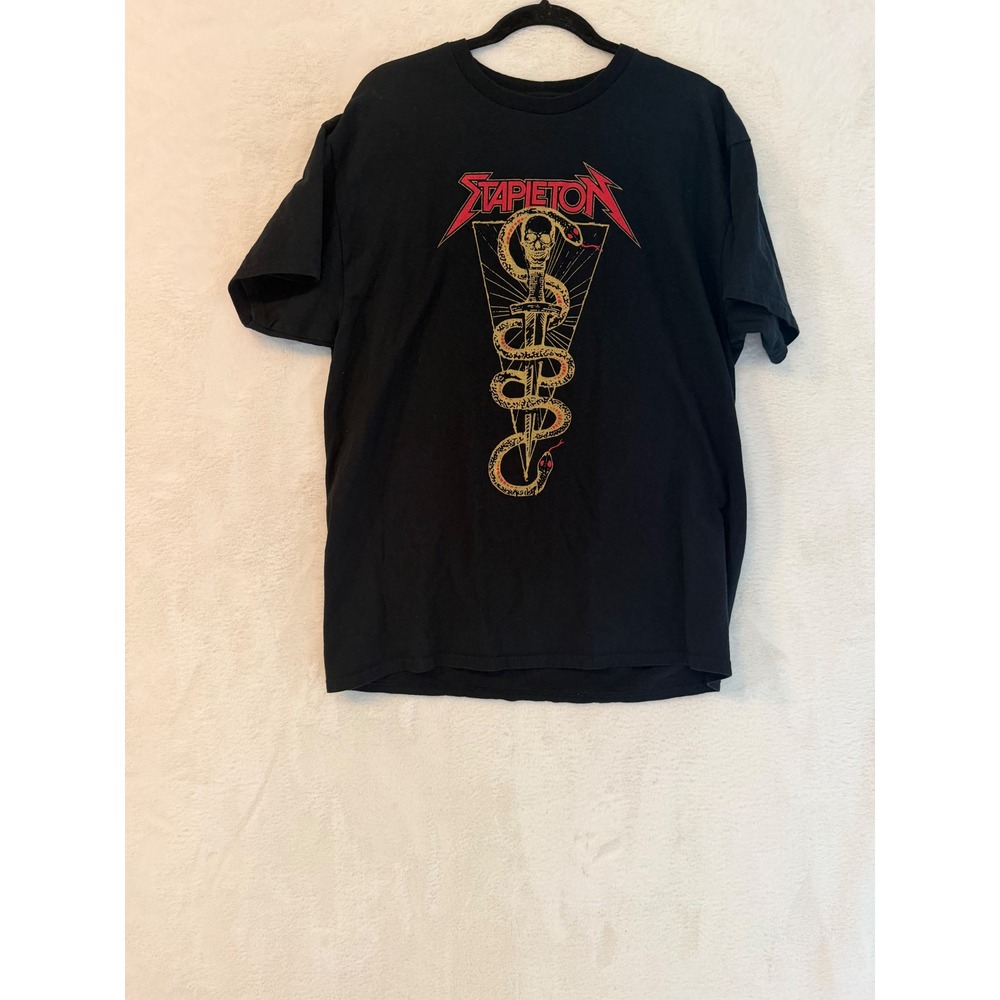 Chris Stapleton Local Crew 2024 Tour T-Shirt Mens XL Black Graphic Snake Dagger